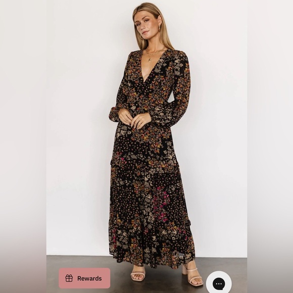 Baltic Born Dresses & Skirts - Baltic Born Black Floral Long Sleeve Dress